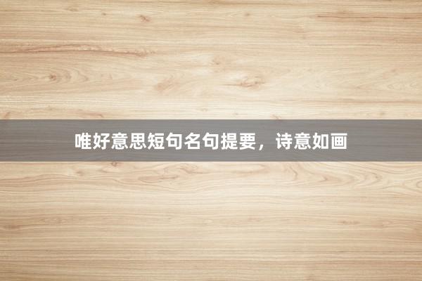 唯好意思短句名句提要，诗意如画
